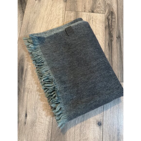 Bufandy Alpaca Blend Ombre Scarf With Fringe Edge Green Gray